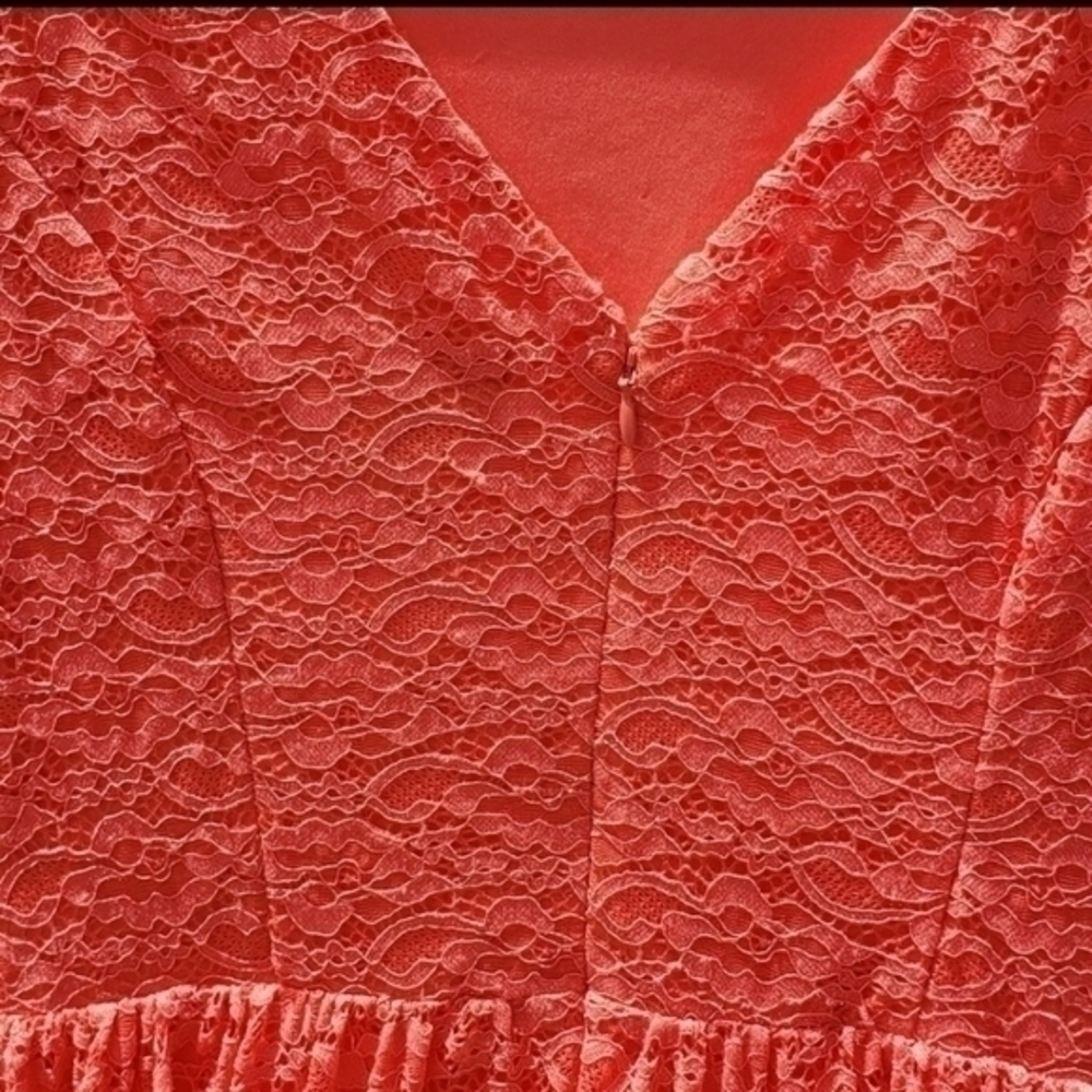 Jessica Simpson Coral Scoop Lace Mini Cocktail Dress Size 10 - Picture 4 of 11